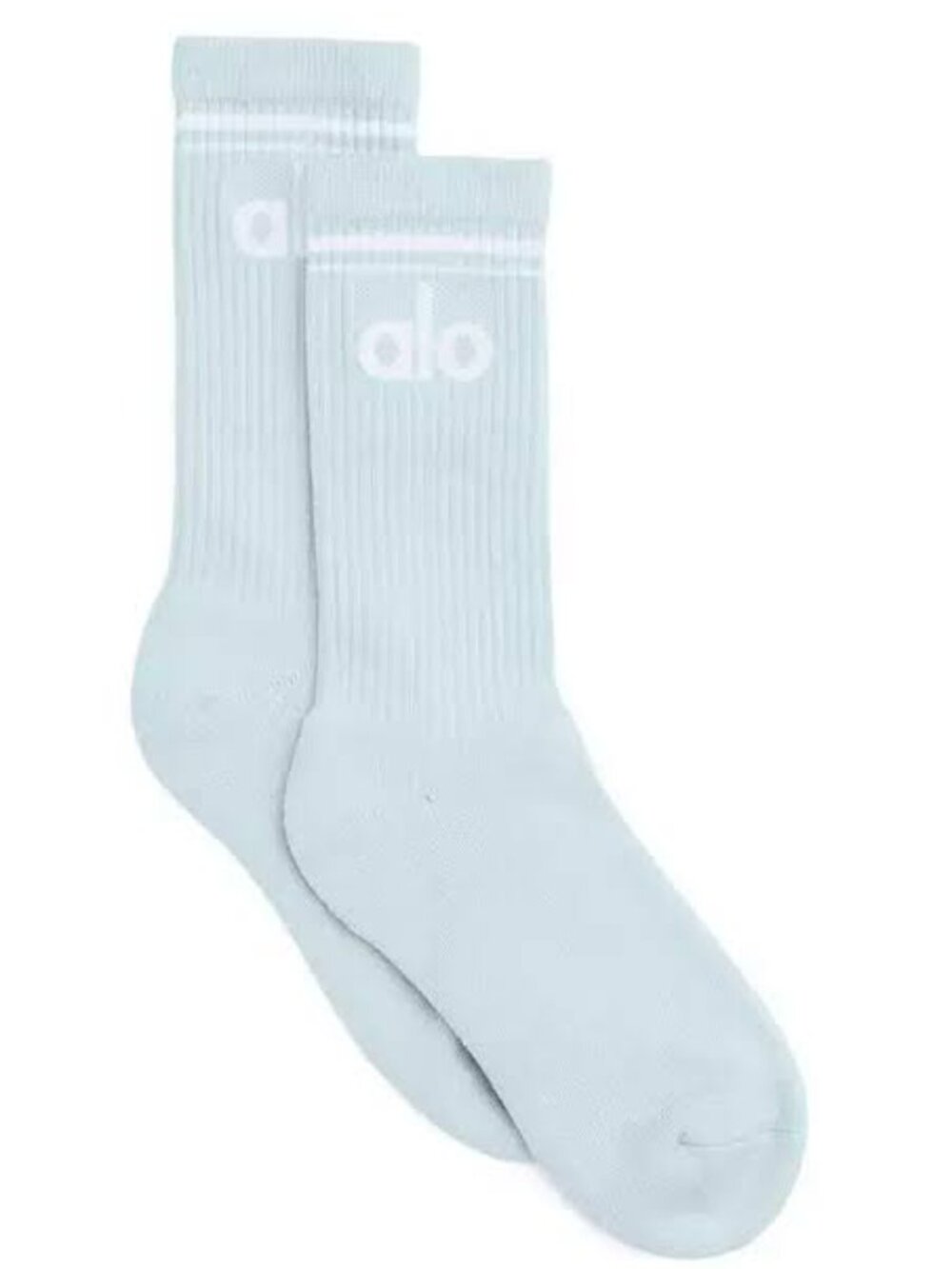Alo Yoga - Unisex Half-Crew Throwback Socks (Light Blue/White)